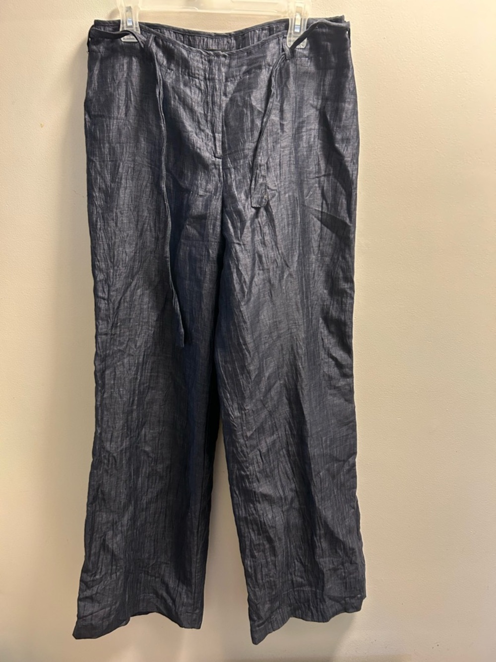 Women's Wide-Leg Linen Blend Trousers - Navy with lining